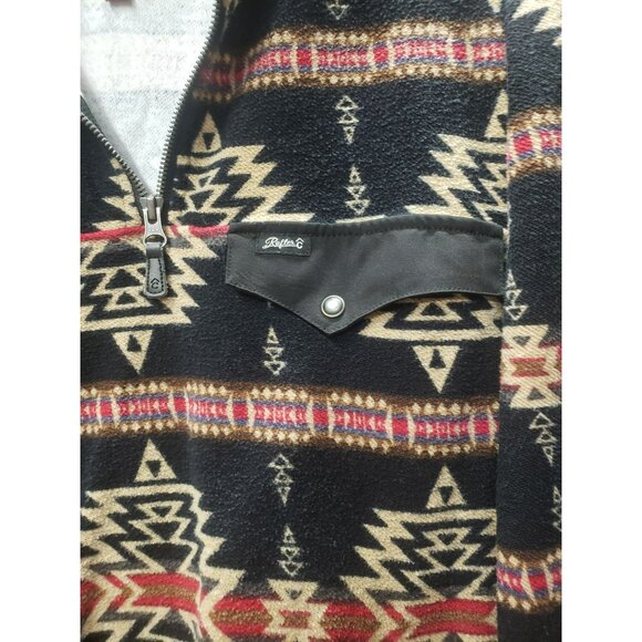 Rafter C Aztec Print Fleece Pullover, Red Dirt Collection, Men Jacket S Black/Re - Picture 3 of 5